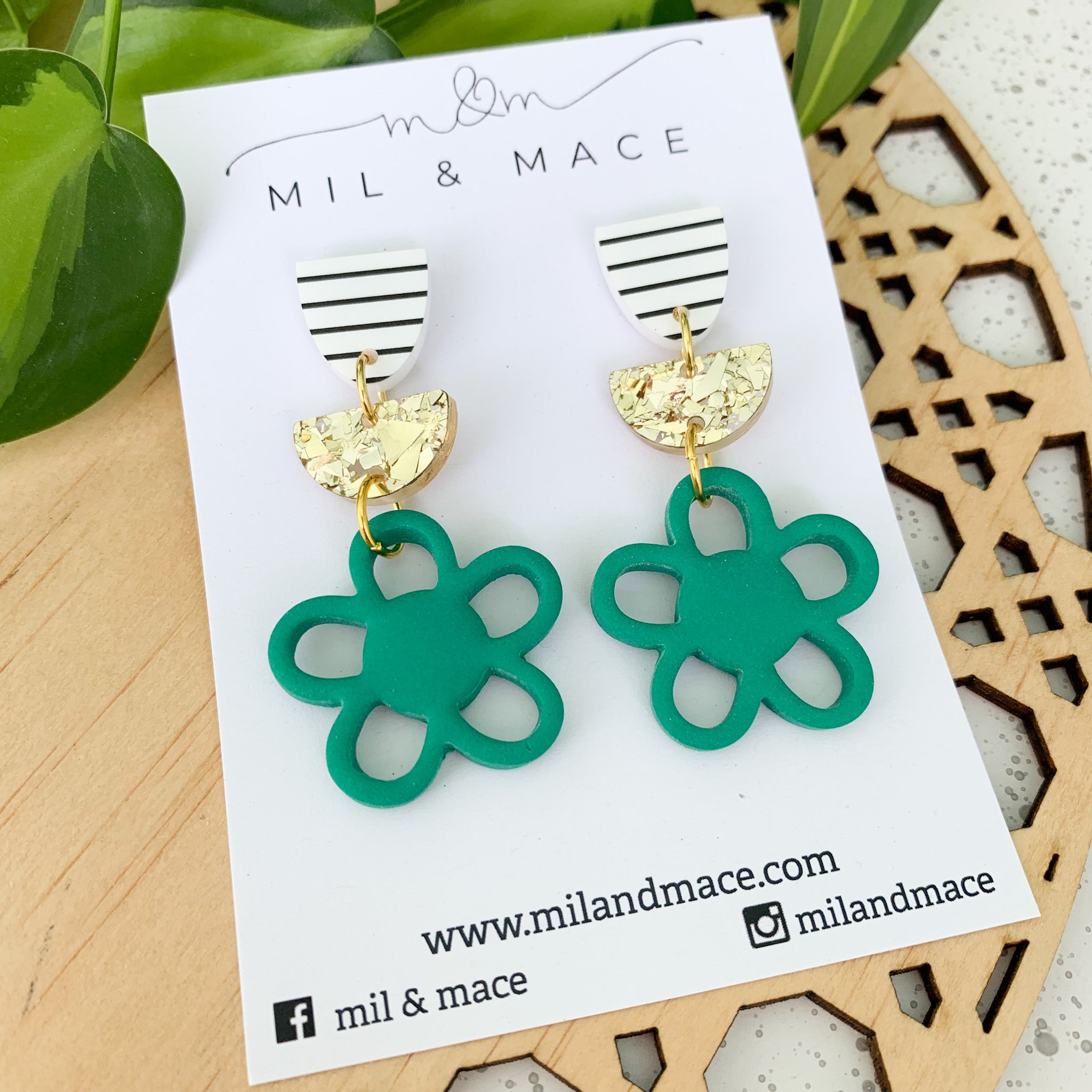 Tiered Flower Polymer Clay Dangle Earrings