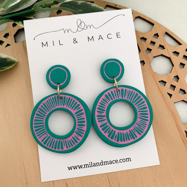 Sarah Organic Polymer Clay Dangle Earrings