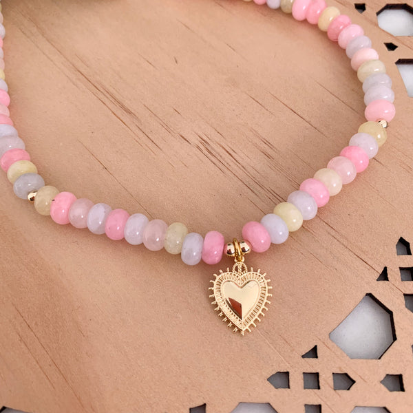 Gemstone Morganite Crystal Beaded Necklace