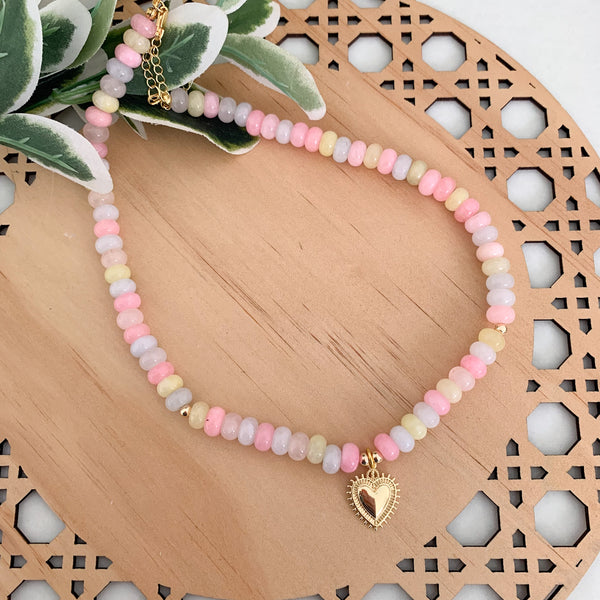 Gemstone Morganite Crystal Beaded Necklace