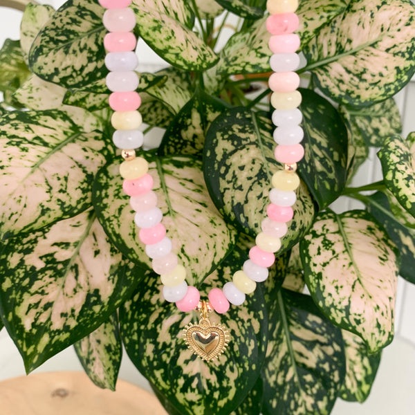 Gemstone Morganite Crystal Beaded Necklace