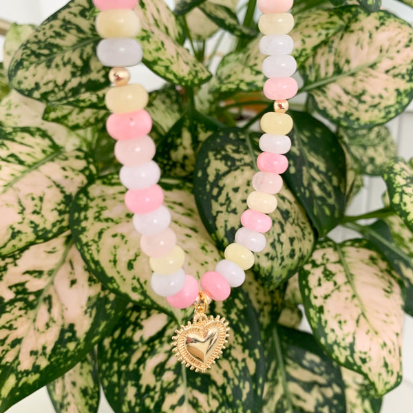 Gemstone Morganite Crystal Beaded Necklace