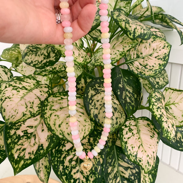 Gemstone Morganite Crystal Beaded Necklace