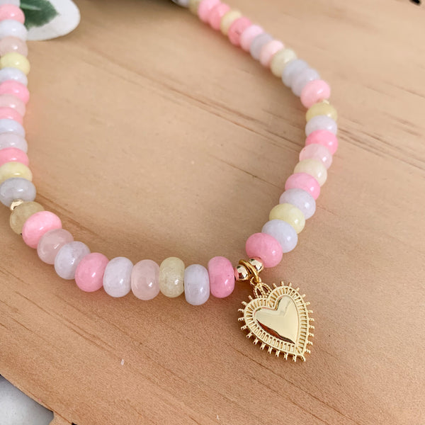 Gemstone Morganite Crystal Beaded Necklace
