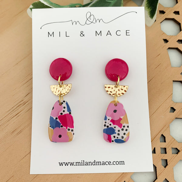 Spring Polymer Clay Dangle Earrings with Resin Finish