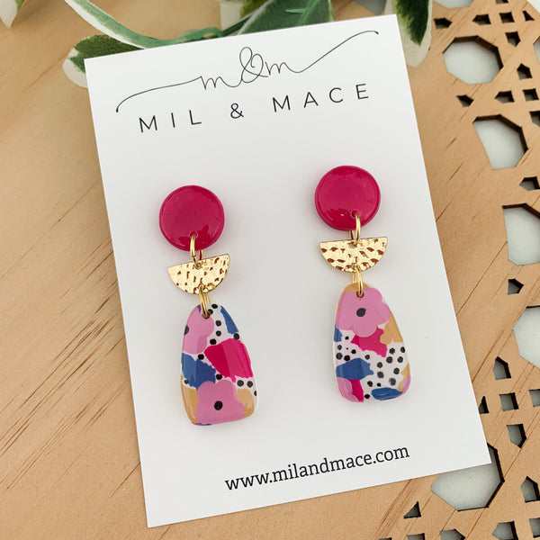Spring Polymer Clay Dangle Earrings with Resin Finish