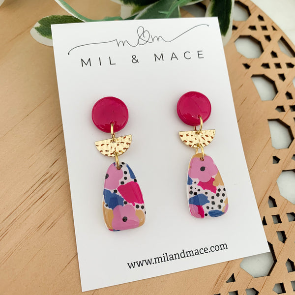 Spring Polymer Clay Dangle Earrings with Resin Finish