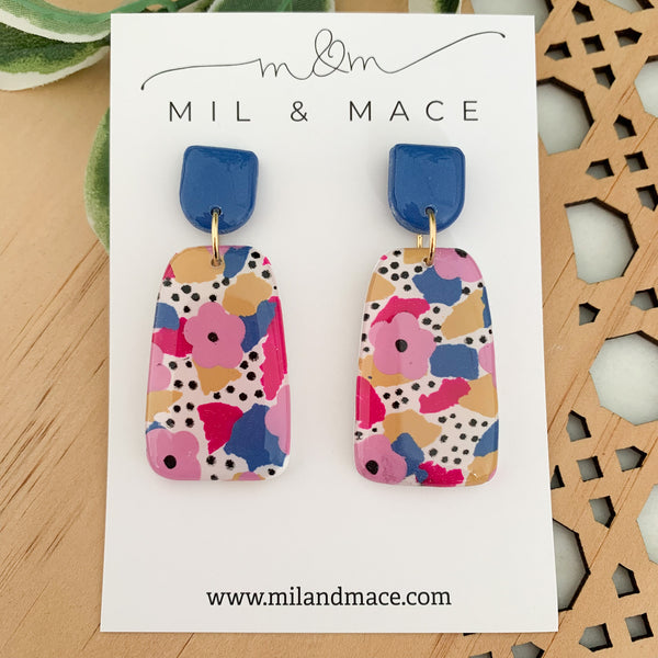 Spring Polymer Clay Dangle Earrings with Resin Finish