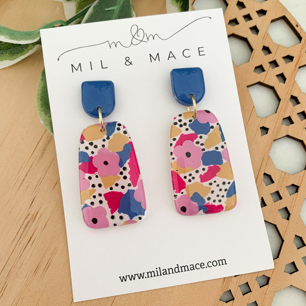 Spring Polymer Clay Dangle Earrings with Resin Finish