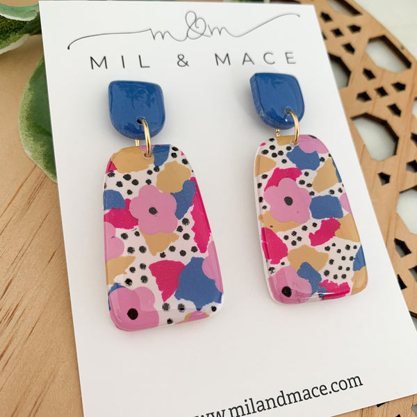 Spring Polymer Clay Dangle Earrings with Resin Finish