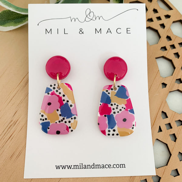 Spring Polymer Clay Dangle Earrings with Resin Finish