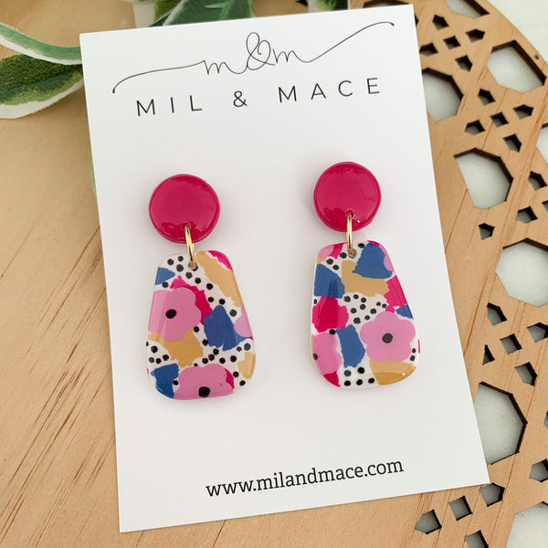 Spring Polymer Clay Dangle Earrings with Resin Finish