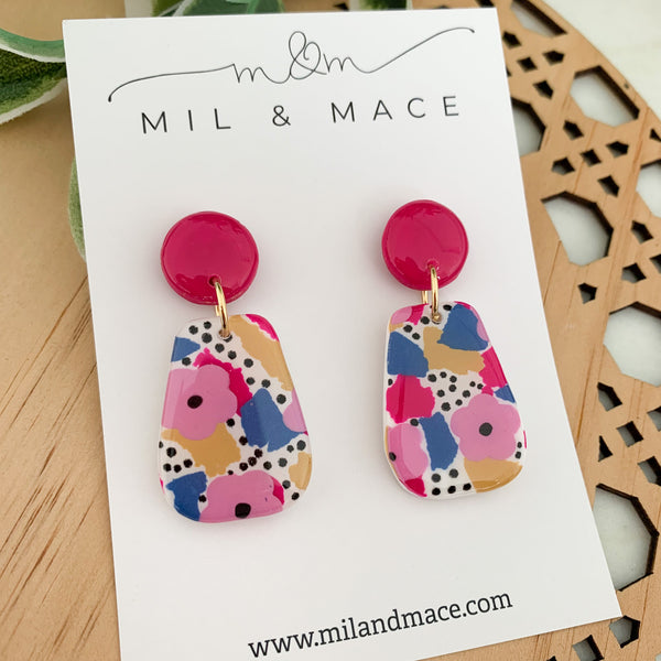 Spring Polymer Clay Dangle Earrings with Resin Finish