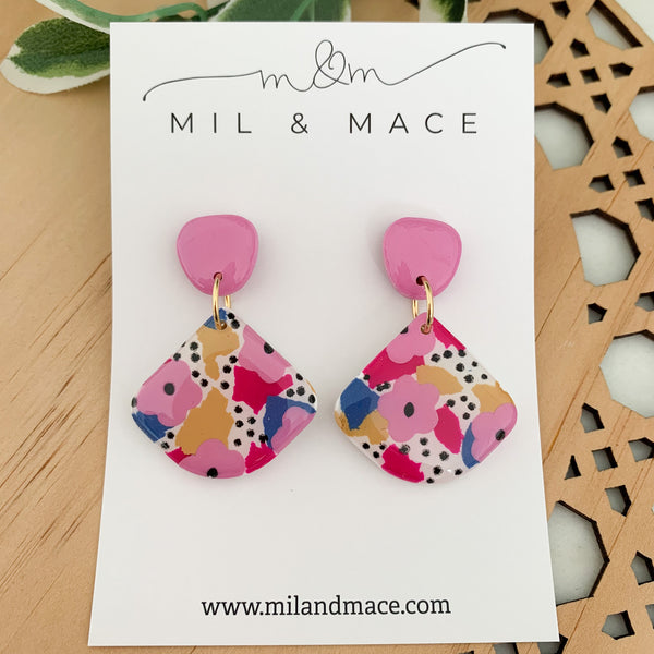 Spring Polymer Clay Dangle Earrings with Resin Finish