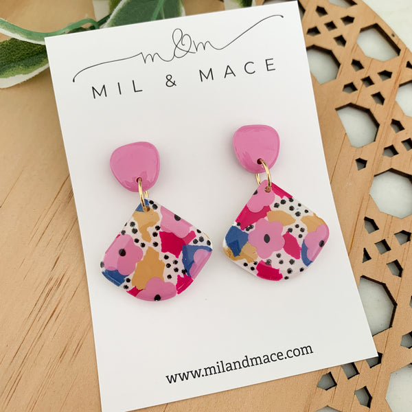 Spring Polymer Clay Dangle Earrings with Resin Finish