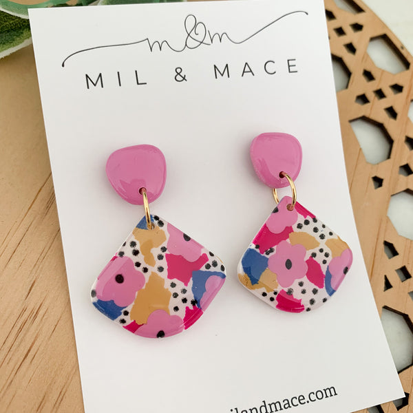 Spring Polymer Clay Dangle Earrings with Resin Finish