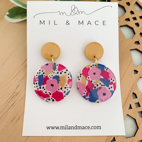 Spring Polymer Clay Dangle Earrings with Resin Finish