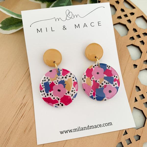 Spring Polymer Clay Dangle Earrings with Resin Finish