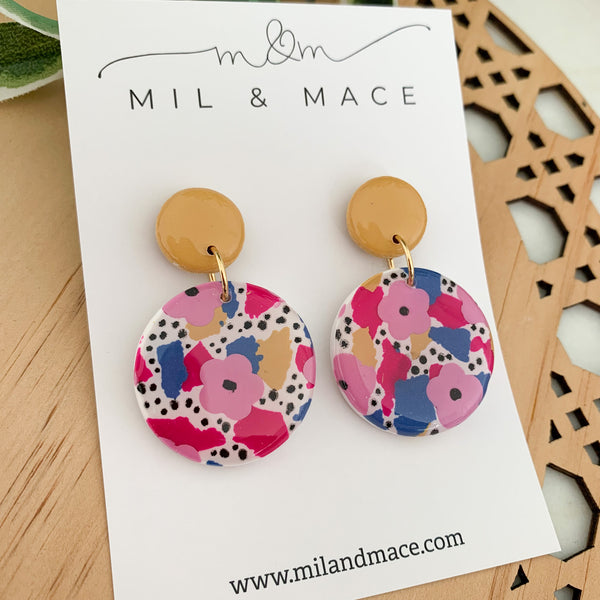 Spring Polymer Clay Dangle Earrings with Resin Finish