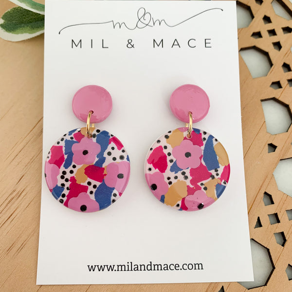 Spring Polymer Clay Dangle Earrings with Resin Finish