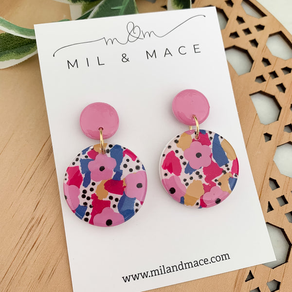 Spring Polymer Clay Dangle Earrings with Resin Finish