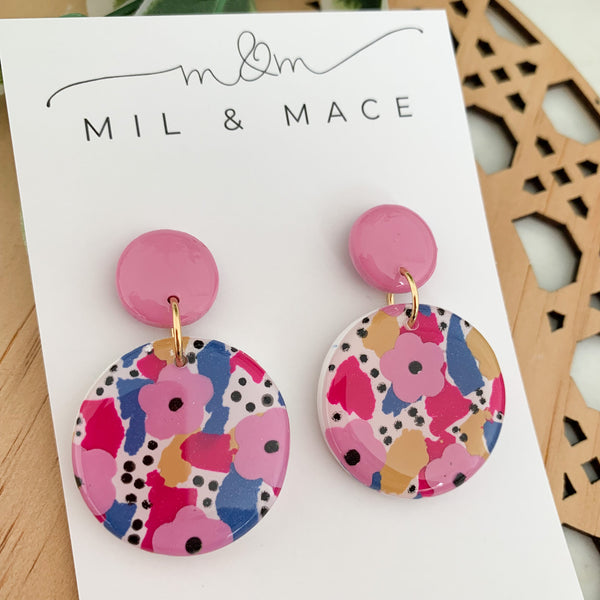 Spring Polymer Clay Dangle Earrings with Resin Finish
