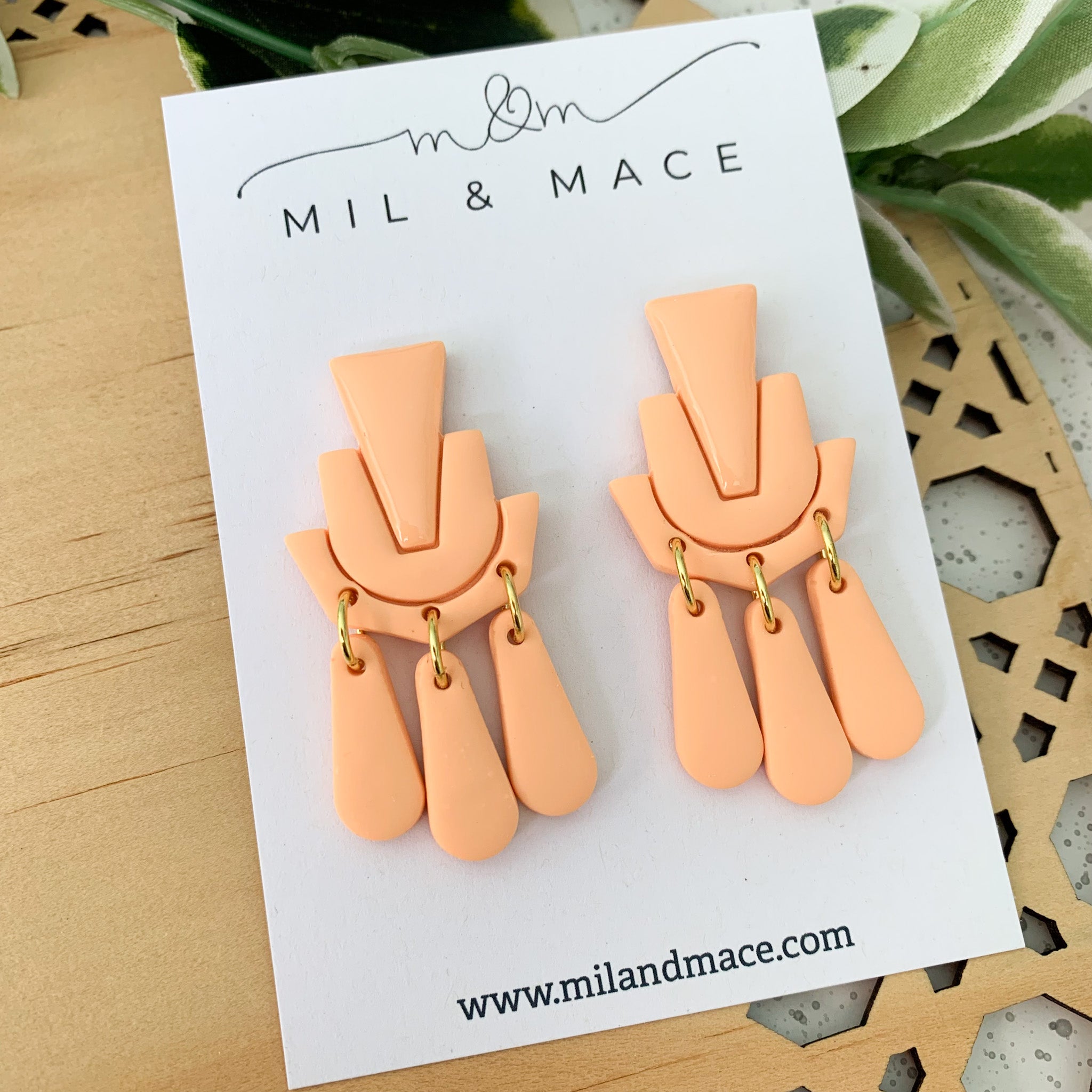 Shimmies Apricot Polymer Clay Dangle Earrings