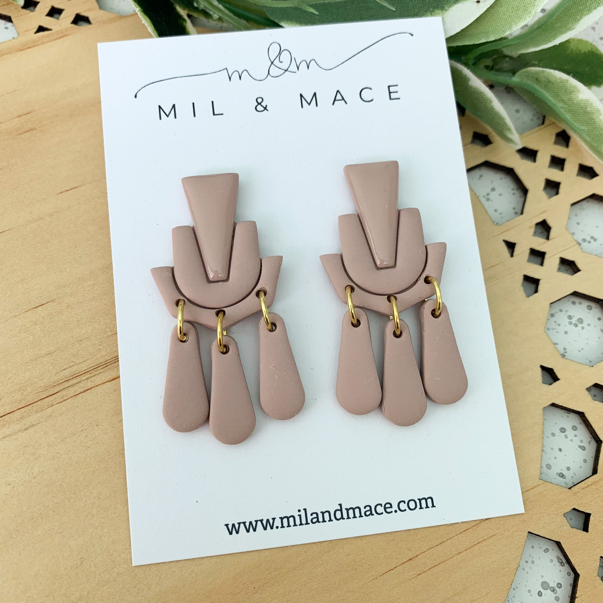 Shimmies Mocha Polymer Clay Dangle Earrings