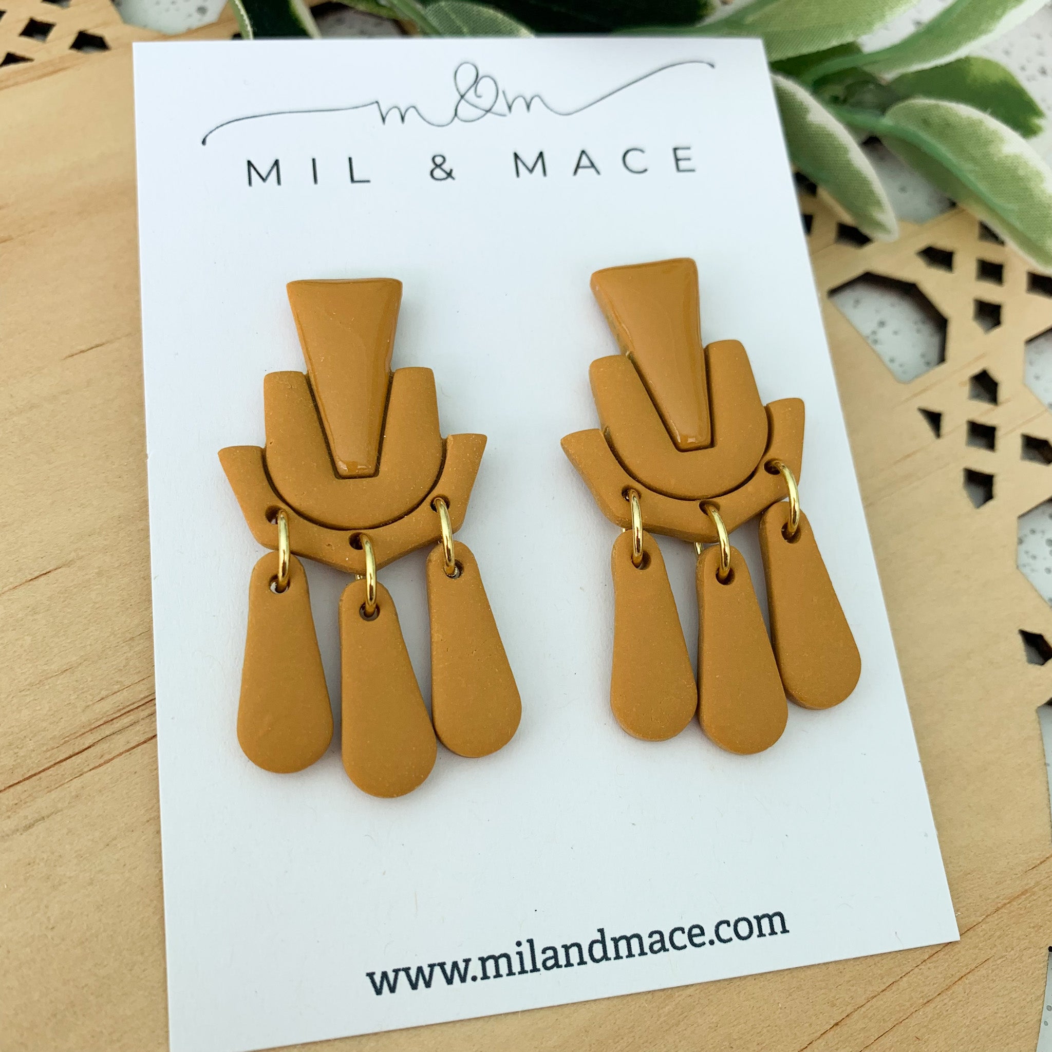 Shimmies Mustard Polymer Clay Dangle Earrings