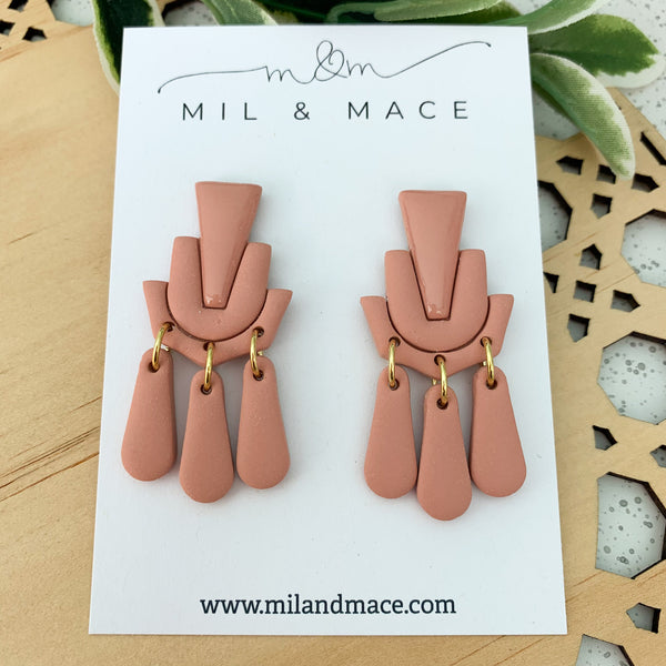 Shimmies Dusty Pink Polymer Clay Dangle Earrings