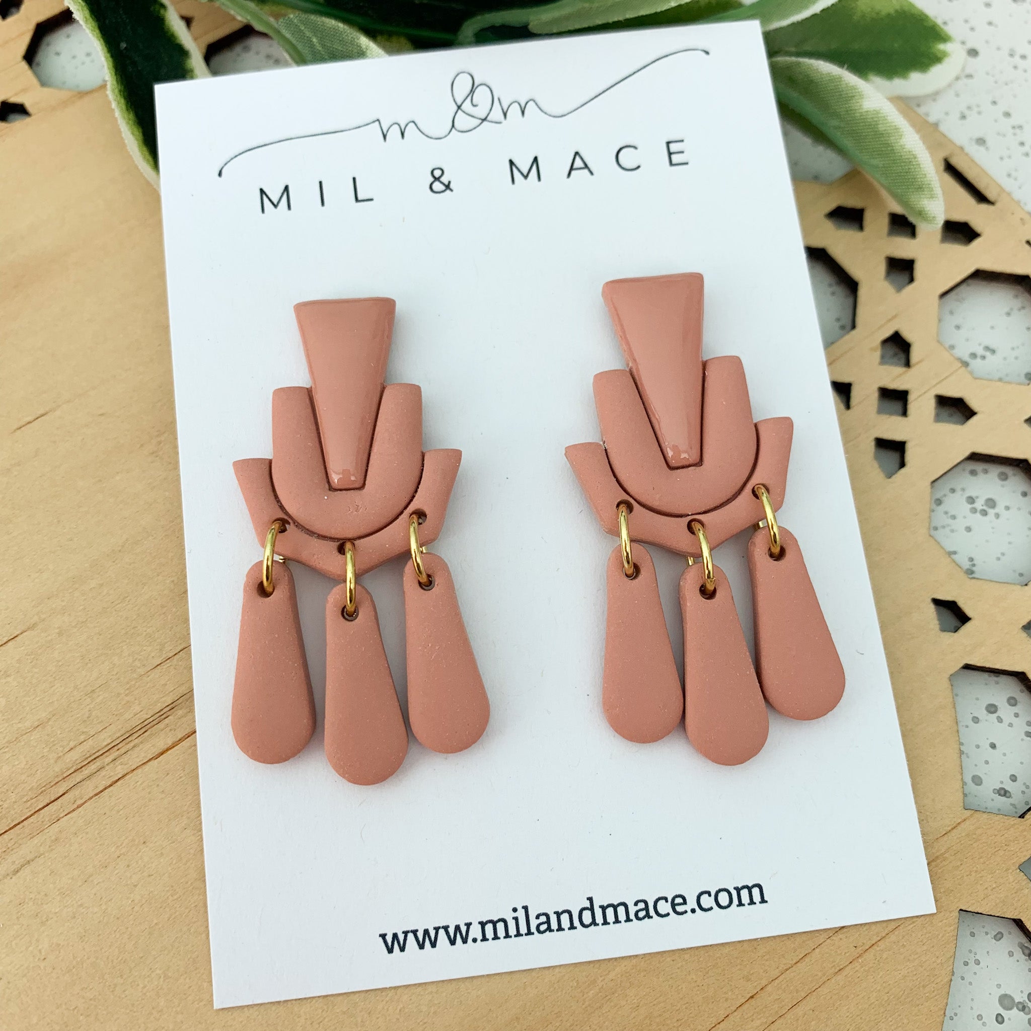 Shimmies Dusty Pink Polymer Clay Dangle Earrings