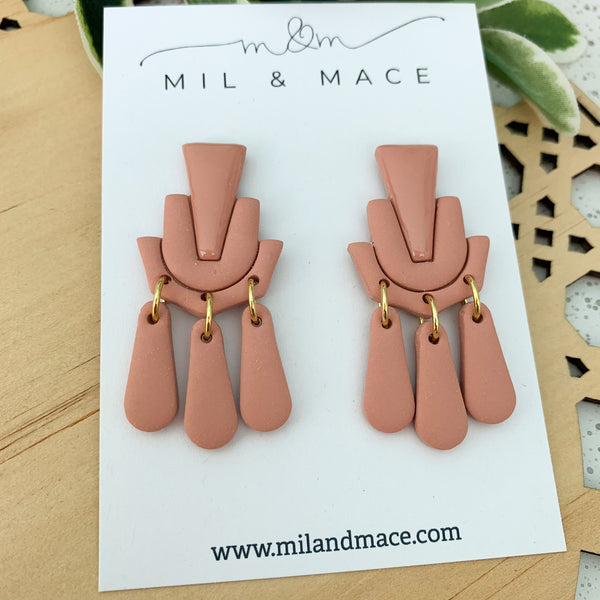 Shimmies Dusty Pink Polymer Clay Dangle Earrings