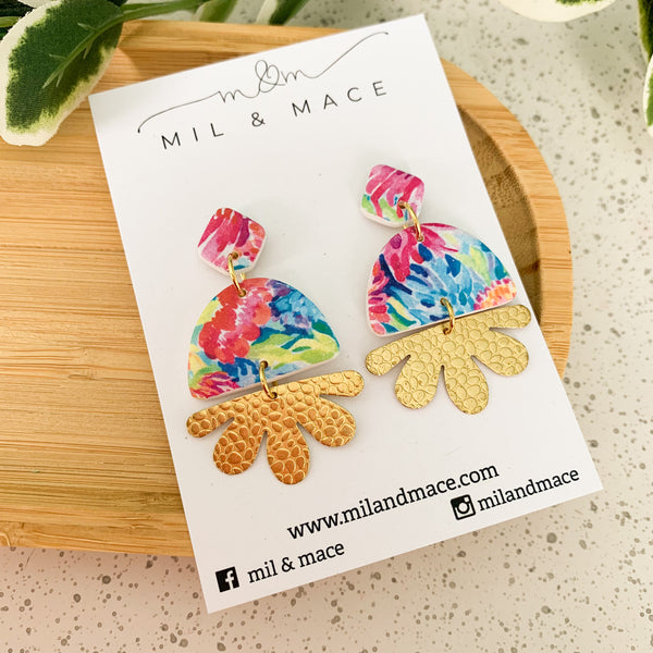 Flora Polymer Clay Dangle Earrings