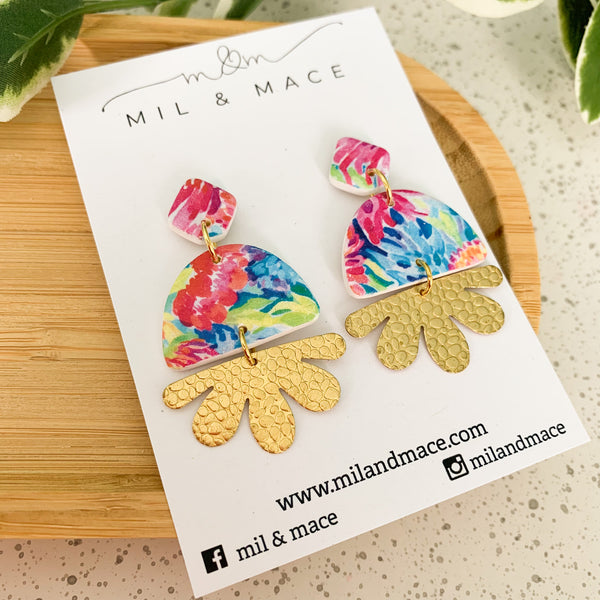 Flora Polymer Clay Dangle Earrings