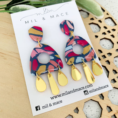 Della Polymer Clay Dangle with Resin Finish Earrings