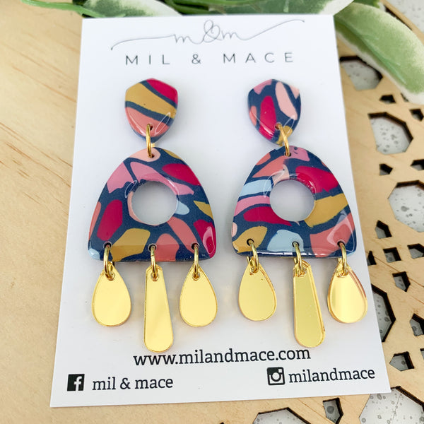 Della Polymer Clay Dangle with Resin Finish Earrings