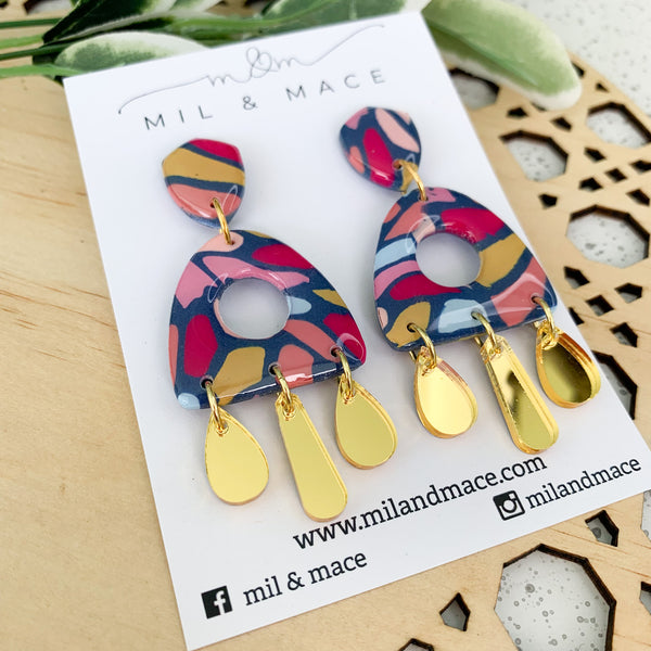 Della Polymer Clay Dangle with Resin Finish Earrings