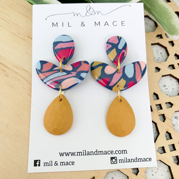 Della Polymer Clay Dangle with Resin Finish Earrings