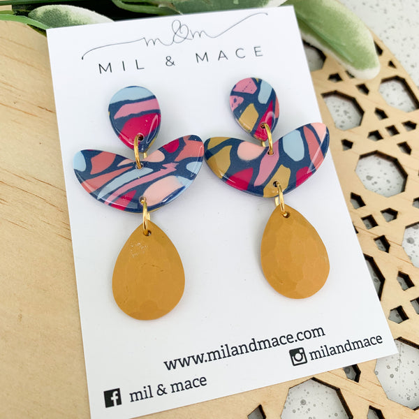 Della Polymer Clay Dangle with Resin Finish Earrings