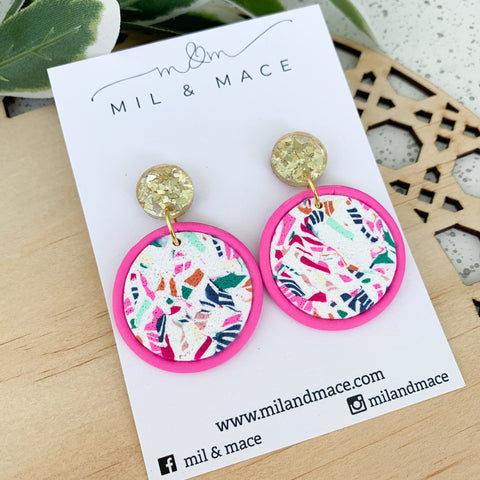 Kaleidoscope Polymer Clay Dangle Earrings