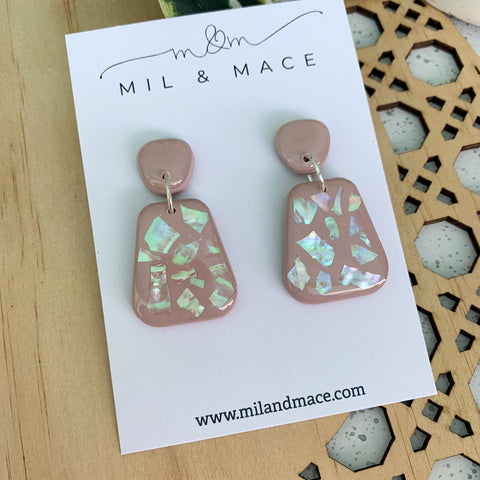 Shelly Polymer Clay Dangle Earrings