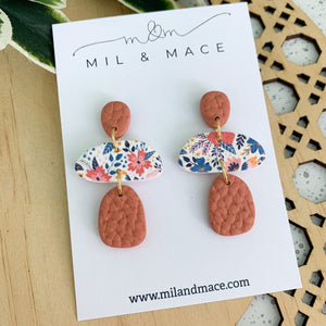 Autumn Floral Polymer Clay Dangle Earrings
