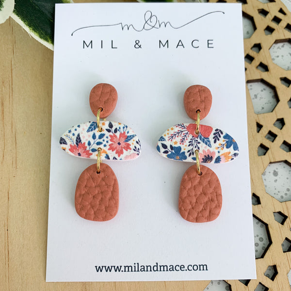 Autumn Floral Polymer Clay Dangle Earrings