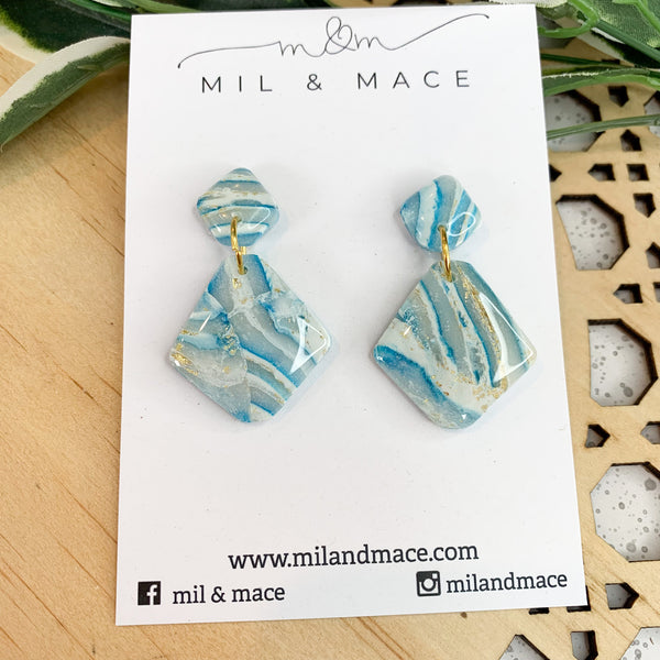 Ocean Polymer Clay Dangle with Resin Finish Earrings