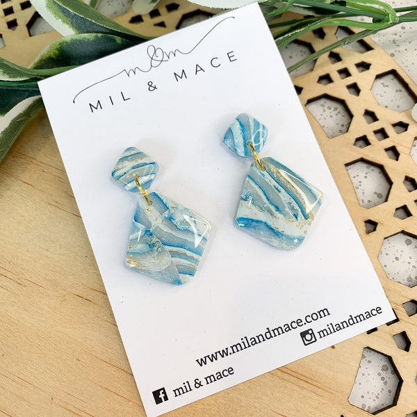 Ocean Polymer Clay Dangle with Resin Finish Earrings