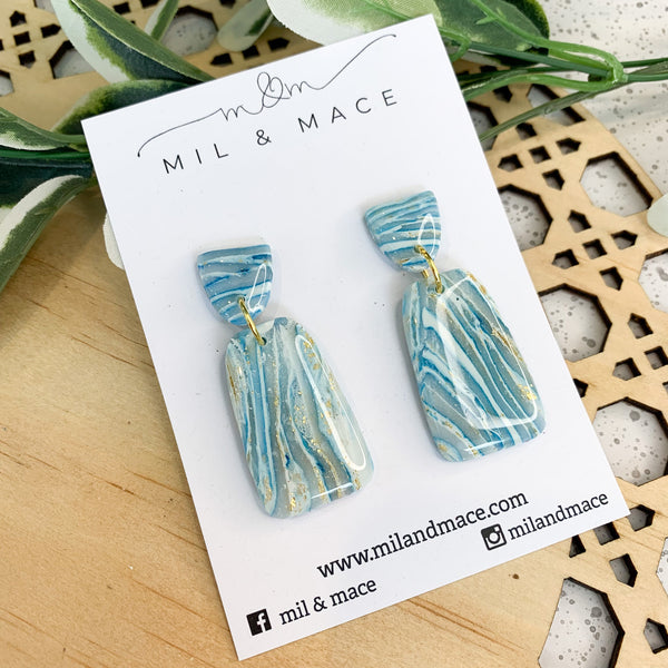 Ocean Polymer Clay Dangle with Resin Finish Earrings