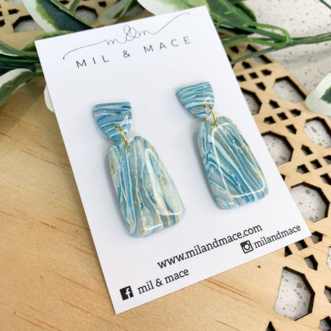 Ocean Polymer Clay Dangle with Resin Finish Earrings