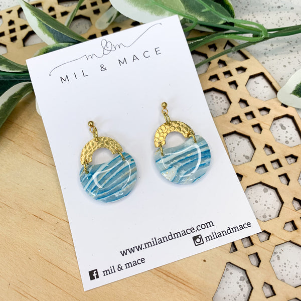 Ocean Polymer Clay Dangle with Resin Finish Earrings