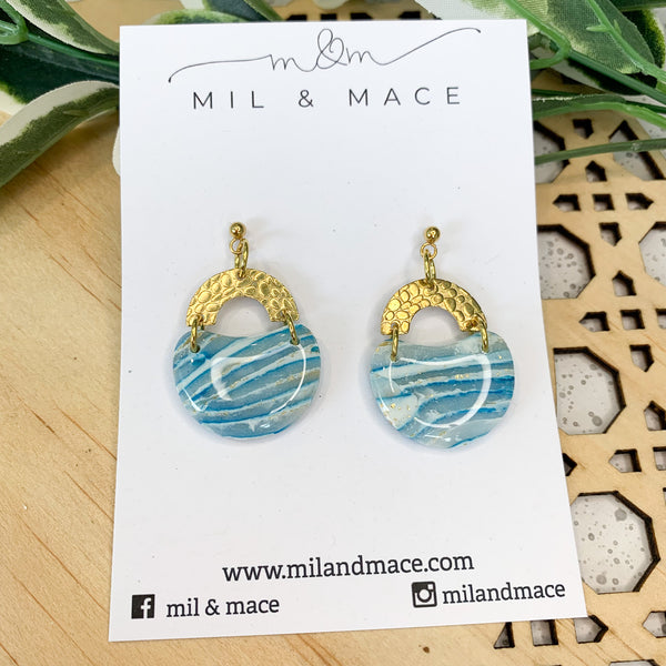 Ocean Polymer Clay Dangle with Resin Finish Earrings