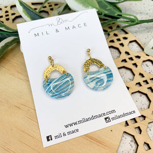 Ocean Polymer Clay Dangle with Resin Finish Earrings